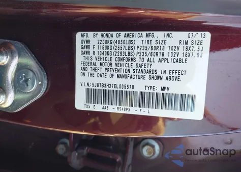 2014 Acura Rdx z USA, uszkodzony, nr VIN 5J8TB3H37EL005579